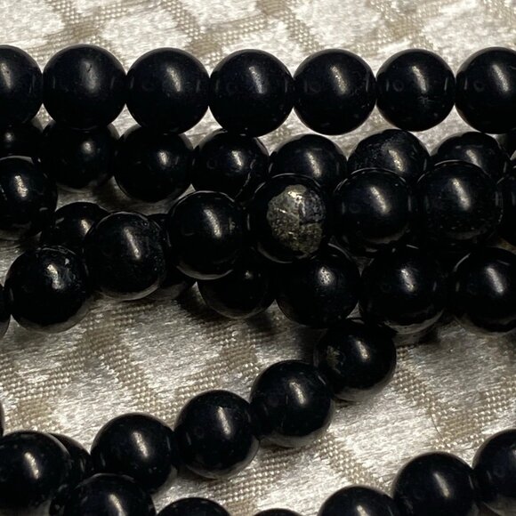 Vintage Black Jade Necklace 3 Strand w/ Magnetite & 925 Silver Clasp - Picture 10 of 12